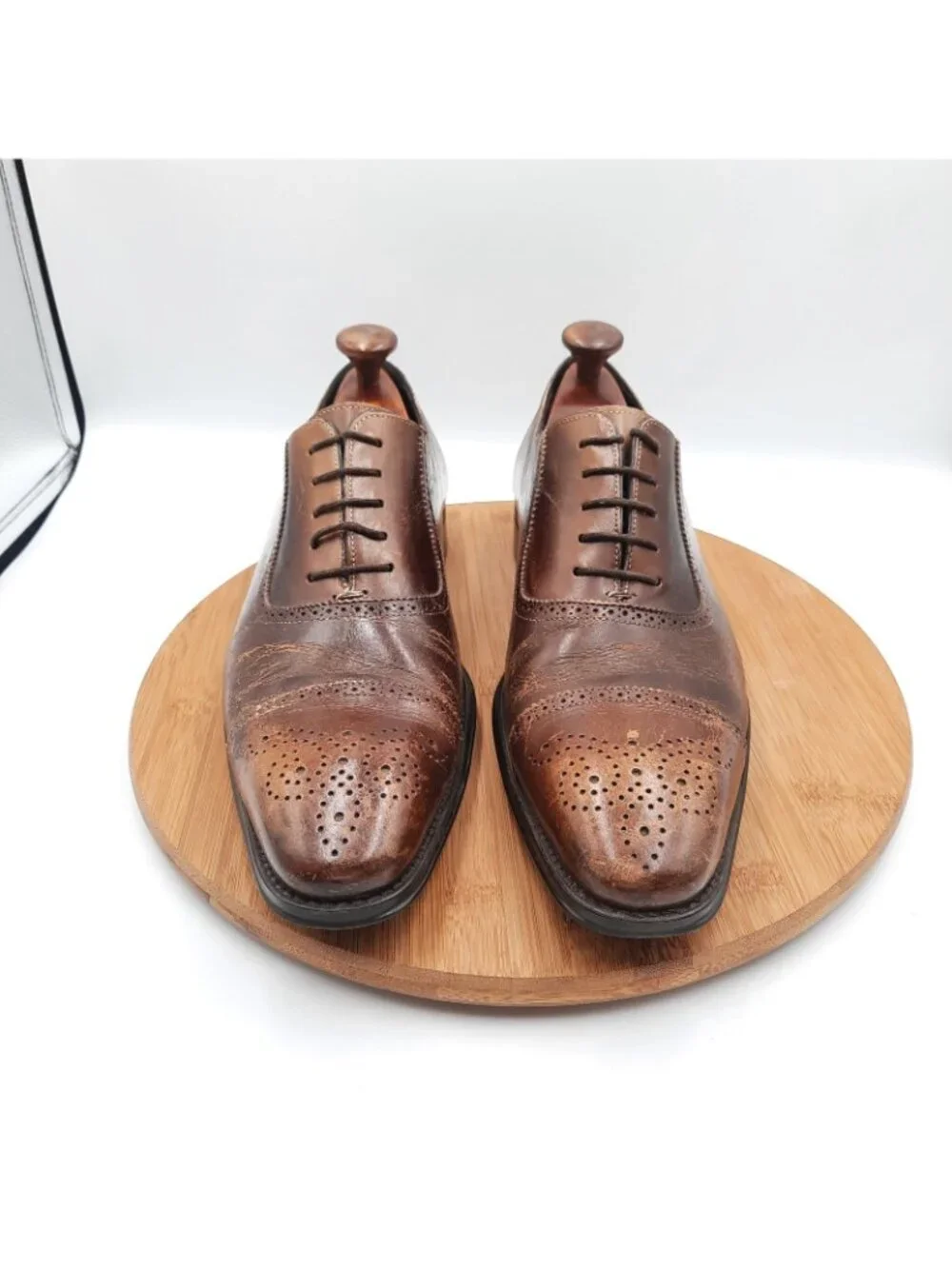 Mezlan Pineda Mens Size 10.5 Shoes Brown Distressed Leather Dress Sneakers Italy_2